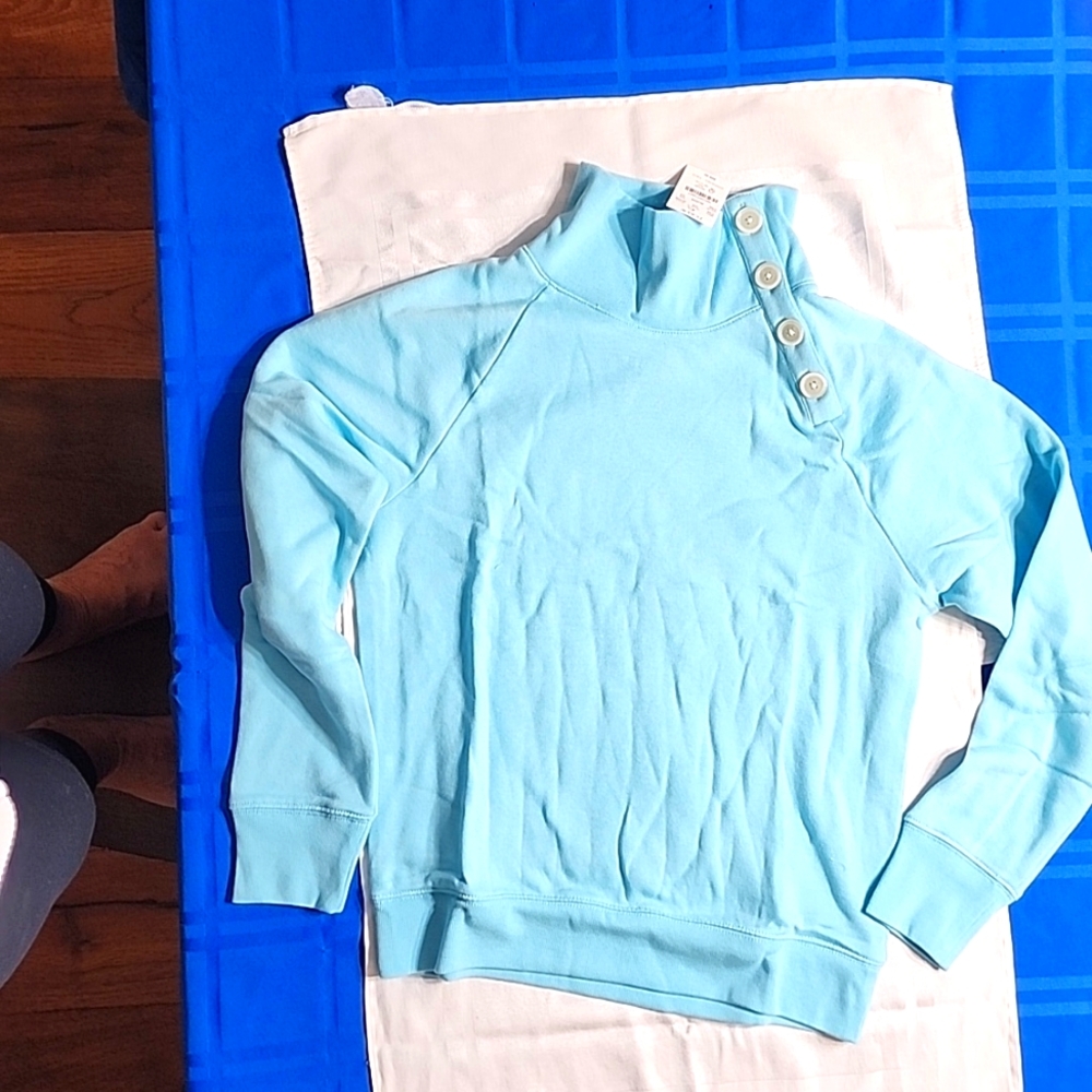J.Crew Aqua wide button collar sweatshirt XS